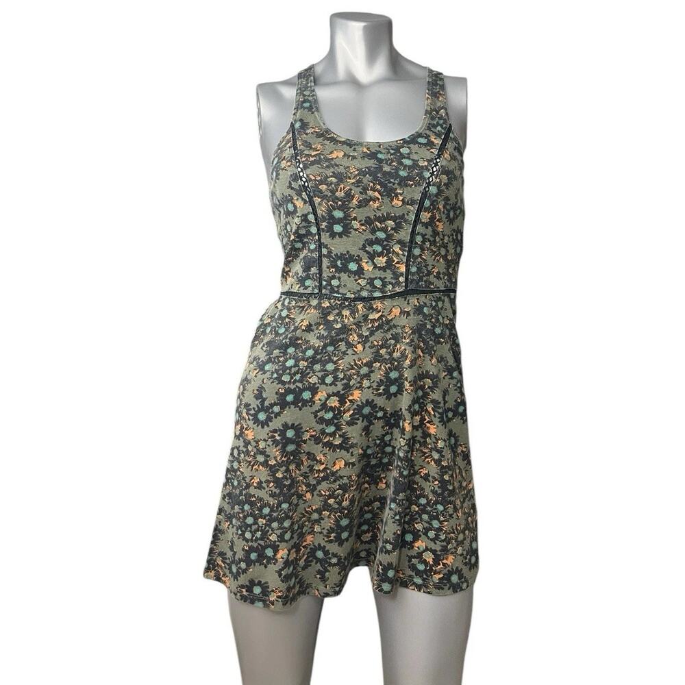 Rvca Dress Women’s Multicolor Floral Racerback Fit Flare Whimsygoth Y2K Summer